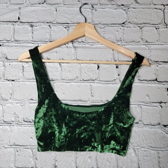 Out From Under Urban Outfitters OU Green Velvety Bralette Size L - Picture 5 of 9